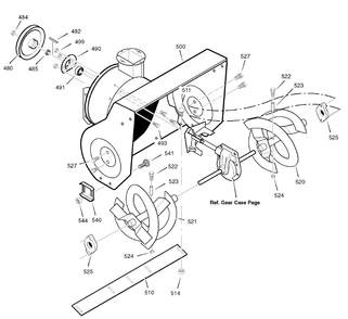 Auger Housing Diagram and Parts List for 1695375-6271500X43 2007 Briggs and Stratton Snow Blower